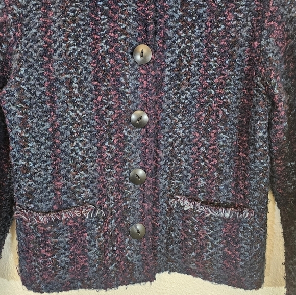 Chico's Design Size 1 Fuzzy Knit Acrylic Jacket Made in USA - Picture 5 of 8